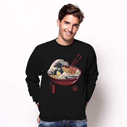 Pampling Sudadera Great Ramen Wave - Ramen - Japon - Color Negro - Serigrafía