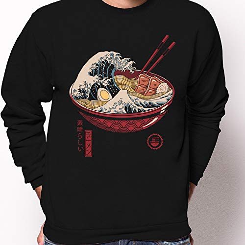 Pampling Sudadera Great Ramen Wave - Ramen - Japon - Color Negro - Serigrafía
