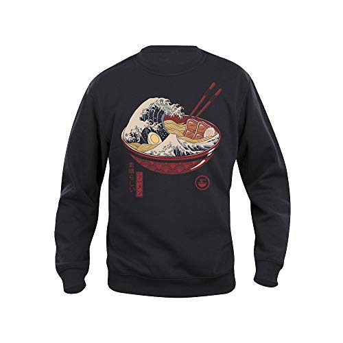 Pampling Sudadera Great Ramen Wave - Ramen - Japon - Color Negro - Serigrafía