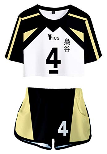 PandaOne Haikyuu!! Camisa y Pantalones Cortos de Verano para Mujer Ropa Deportiva de Voleibol(1d,L)