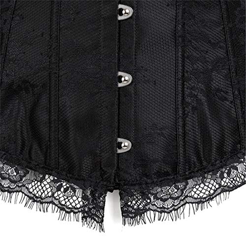 PANOZON Corset Brocado Corpiño Gótico y Clásico de Encaje para Mujer Fiesta de Halloween Novedades (Large, A-Negro)