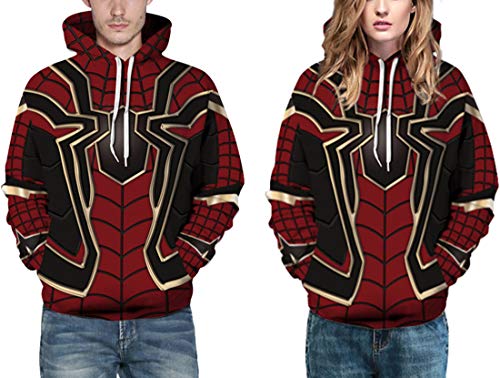 PANOZON Hombre Unisex Sudadera con Capucha Impresión 3D de Animal Figura Paisaje (Small/Medium, Araña-1)