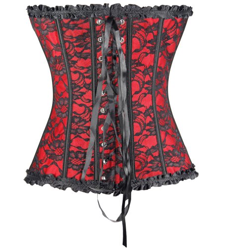 PANOZON Nuevo Corpiño de Encaje para Mujer de Corsés de Cuerpo de Lencería Dos Colores Opcionales (Large, A-Rojo)