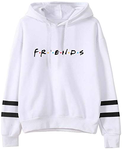 PANOZON Sudadera Friends Serie para Mujer Chaqueta Deportiva con Capucha Mangas Largas Estilo Casual Adolescentes (S, Blanco FR-6)