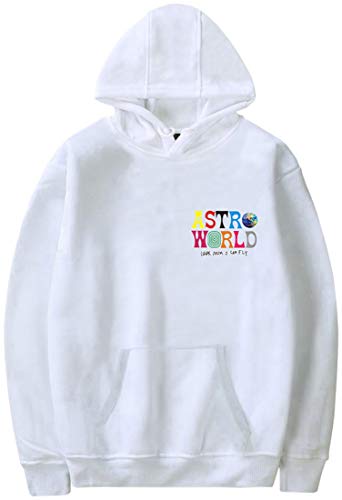 PANOZON Sudadera Hombre Impresión de Travis Scott Astroworld Pull-Over Chaqueta con Capucha Casual Street (M, Blanco 27)