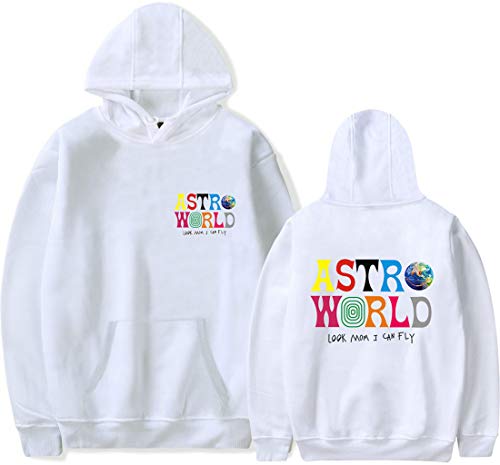 PANOZON Sudadera Hombre Impresión de Travis Scott Astroworld Pull-Over Chaqueta con Capucha Casual Street (M, Blanco 27)