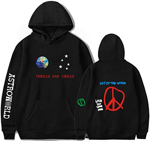 PANOZON Sudadera Mujer Impresión de Travis Scott Astroworld Hoodies con Capucha para Adolescentes Unisex Estilo Casual (M, A-Negro18)