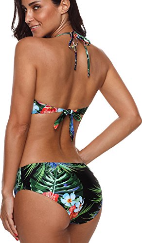 PANOZON Trajes de baño de Las Mujeres Halter Beach Trajes de baño Bikini (XL, 2Verde)