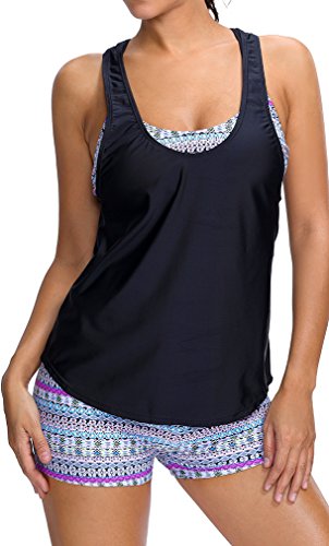 PANOZON Vestido de Traje de Baño de Dos Piezas Tankinis y Chalecos Substituibles 2 Usos para Mujer (XXX-Large,Blanco)