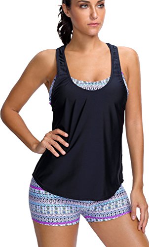 PANOZON Vestido de Traje de Baño de Dos Piezas Tankinis y Chalecos Substituibles 2 Usos para Mujer (XXX-Large,Blanco)