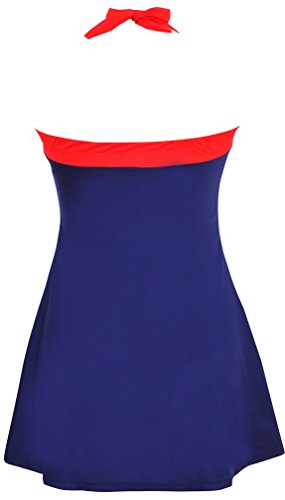 PANOZON Vestido de Traje de Baño para Mujer en la Playa para Verano con Falda Opcionales (4X-Large, Azul-3)