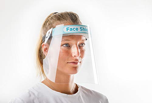 Pantalla Protección Facial Sonaprotec - Protector Facial Antivaho. Talla Niños y Adultos. Visera Protectora para la Cara Face Shield Fabricadas en España - Talla Mediana - Pack 4