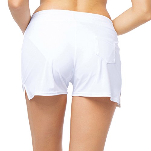 Pantalón Corto Shorts clásicas Pantalones Deportivos Mujer Braguitas Bikini Alta Elasticidad Color Sólido Talla Grande Colores Varias Playa Blanco X-Large