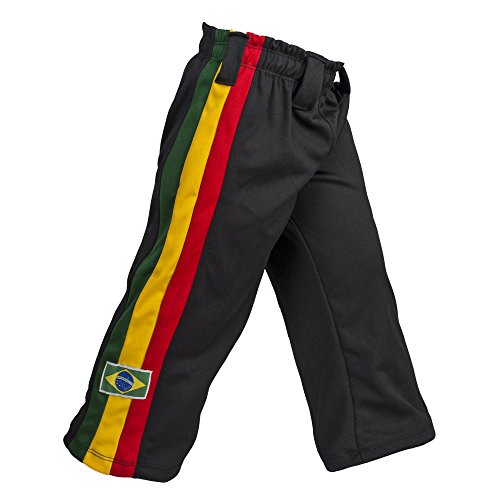 Pantalones Auténtica Brasileña Capoeira Artes Marciales para Chicos (Blanco, Jamaica, Reggae Temático) - 5-6