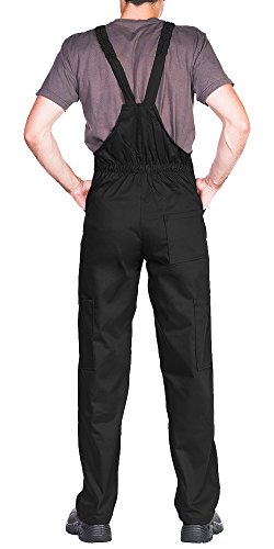 Pantalones con peto de trabajo para hombre, Made in EU, Mono de trabajo, Azur, blanco, rojo, verde, negro (L, Negro)