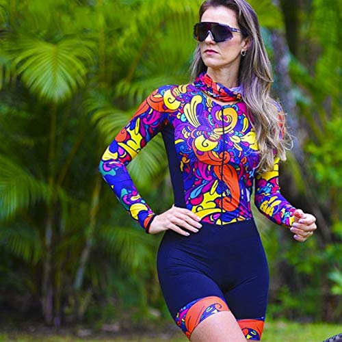 Pantalones cortos de mono de ciclismo para mujer con gel de manga larga femenina ciclista ropa de ropa de ropa (Color : 3155, Size : Large)