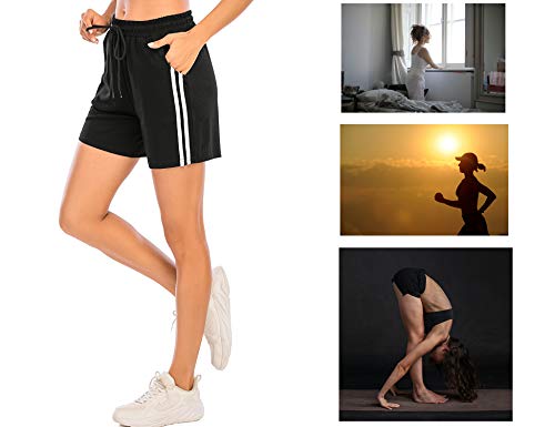 Pantalones Cortos Deportivos para Mujer Entrenamiento Yoga Verano para Hacer Ejercicio Trotar Gimnasio Pijamas Interior Casual Suelto Elástico con Banda Gris S