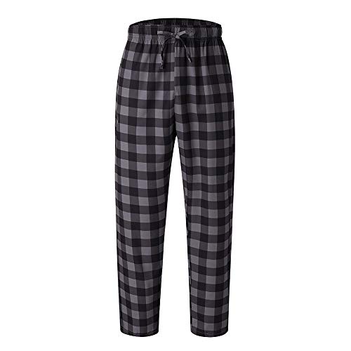 Pantalones de Pijama a Cuadros Sueltos Casuales de Moda para Hombre cómodo Casual pantalón Largo Pantalones Rectos otoño e Invierno Pantalones caseros Estampados Gris 418