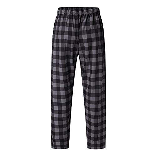 Pantalones de Pijama a Cuadros Sueltos Casuales de Moda para Hombre cómodo Casual pantalón Largo Pantalones Rectos otoño e Invierno Pantalones caseros Estampados Gris 418