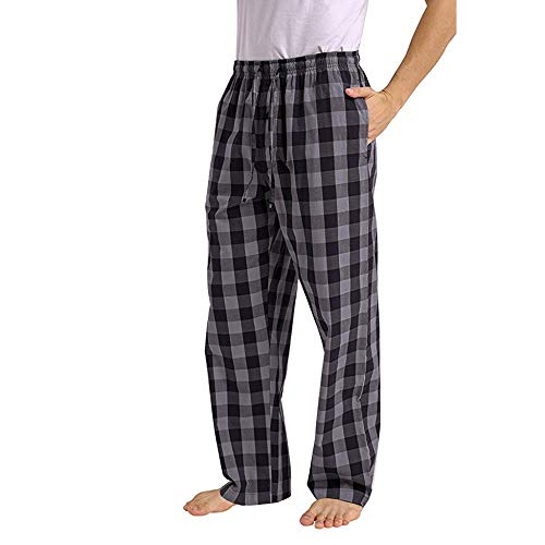 Pantalones de Pijama a Cuadros Sueltos Casuales de Moda para Hombre cómodo Casual pantalón Largo Pantalones Rectos otoño e Invierno Pantalones caseros Estampados Gris 418