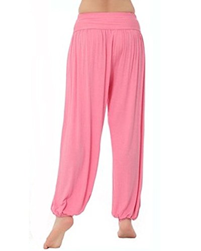 Pantalones De Yoga De Pretina Elástico Pantalones Bombachos De Fitness para Mujer Unisex Pink L