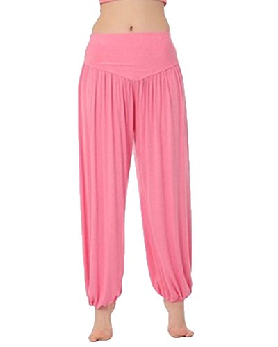 Pantalones De Yoga De Pretina Elástico Pantalones Bombachos De Fitness para Mujer Unisex Pink L