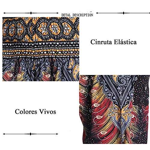 Pantalones de Yoga Mujer Harem Boho del Lazo del Pavo Real Flaral Funky #2 Flor Impresa-B