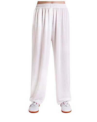 Pantalones De Yoga Pretina Elástico Pantalones Bombachos De Fitness Unisex Blanco 2XL