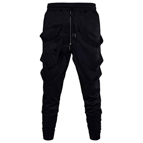 Pantalones Harem a la Moda para Hombre con Costura de Retazos y Cremallera Ajustados con decoración Hip-Hop, Pantalones de Moda con viga de pie Large