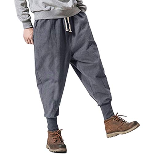 Pantalones Harem cónicos para Hombre, Color sólido, cómodo, con cordón, Cintura elástica, pies con viga, Deportes, Ocio, Pantalones hasta el Tobillo Medium