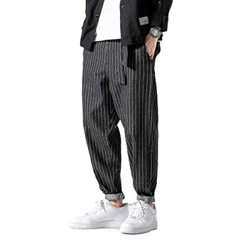 Pantalones Harem de Mezclilla para Hombre Pantalones a la Moda con Estampado de Rayas Desgastados Lavados Sueltos Tendencia callejera Pantalones Casuales hasta el Tobillo 3X-Large