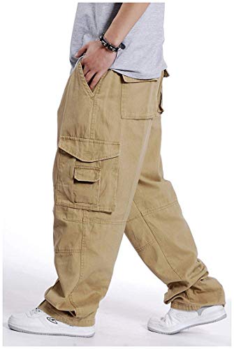 Pantalones Hip Hop para Hombre Pantalones Cargo Estilo Hipster Baggy Rap Pierna Recta Festivo Ajuste Holgado Moda Masculina (Color : Gelb, Size : L/Gewicht 92-100 Kg)