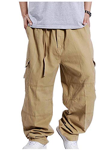 Pantalones Hip Hop para Hombre Pantalones Cargo Estilo Hipster Baggy Rap Pierna Recta Festivo Ajuste Holgado Moda Masculina (Color : Gelb, Size : L/Gewicht 92-100 Kg)