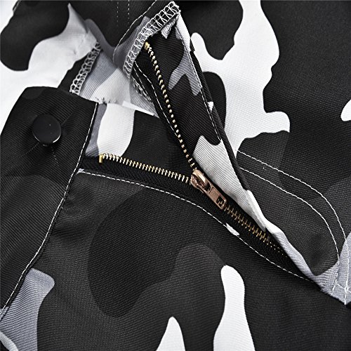 Pantalones Militares Mujer Cintura Alta Pantalon de Camuflaje de Chándal Hip Hop Punk Rock Casuales Tumblr Streetwear Sin cinturón Moda 2019 Yvelands(Blanco,XXXL)