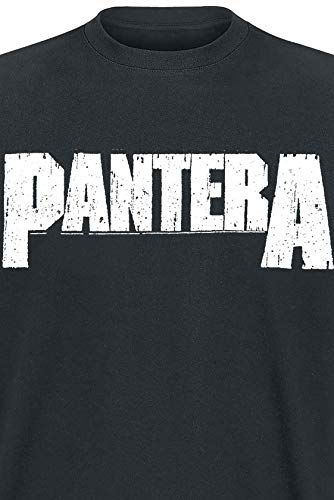 Pantera Logo Hombre Camiseta Negro M, 100% algodón, Regular