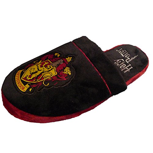 Pantuflas tipo alpargatas de peluche, Harry Potter, Gryffindor, color negro y rojo, multicolor, 38-40