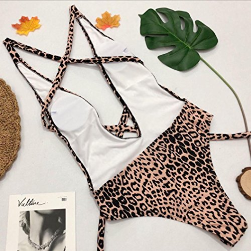 PAOLIAN Trajes de una Pieza Bikini Enteros Sexy Mujer Verano 2018 Ropa de Playa Bañador Espalda Nadador Cruz de Ropa Impreso Leopardo Heuco Traje de Baño Ropa Interior erótica (S, Multicolor)