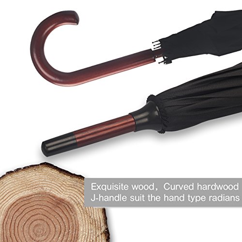 Paraguas de Viaje automático - Paraguas clásico 121 cm / 48 Pulgadas Adecuado para Hombres Hombres Mujeres Paraguas de Lluvia con Mango de Madera Estable para 2 Personas