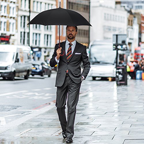 Paraguas de Viaje automático - Paraguas clásico 121 cm / 48 Pulgadas Adecuado para Hombres Hombres Mujeres Paraguas de Lluvia con Mango de Madera Estable para 2 Personas