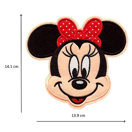 Parche Termoadhesivo Minnie Grande - 14.9 x 13.1 cm - Parche para Ropa Infantil Decorativo Bordado Dibujos Animados Animal Mouse Vestidos Niñas Apliques para Coser Aplicaciones Termoadhesivas Chica