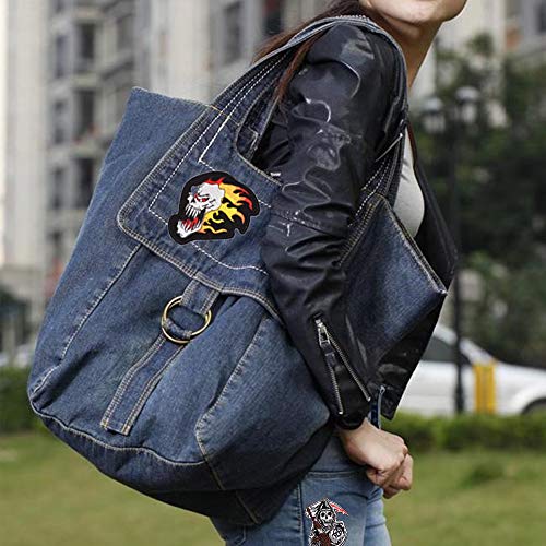 Parches Calaveras para Ropa, 9pcs Parche Termoadhesivo Calavera Rock Punk, Parches para Ropa Termoadhesivos, Parches Apliques Bordados para Ropa Camiseta Jeans Sombrero Pantalon Bolsas