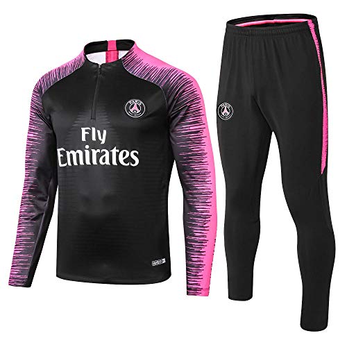 Paris Black Camiseta de Manga Larga Ropa de fútbol Primavera y otoño Apariencia Adultos Sudaderas Trajes de Entrenamiento, S