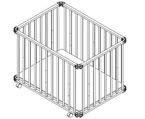 Parque de madera maciza lacada en blanco Roba, diseño 'Rock Star Baby', parque infantil de 75x100 cm, segura superficie de juegos con suelo y protector lateral acolchado, ruedas incluidas.