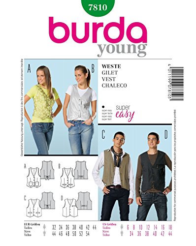 Patrón de costura burda 7810 chaleco - hombre y mujer