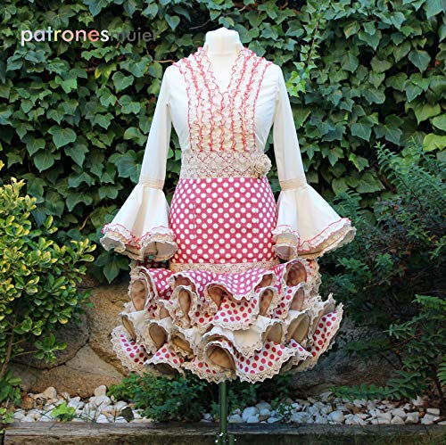 Patrón de costura conjunto flamenca mujer para hacerlo tú misma. Tutorial en vídeo para ayudarte a realizarlo. Talla 36 a la 50. Patrón multitalla en papel.