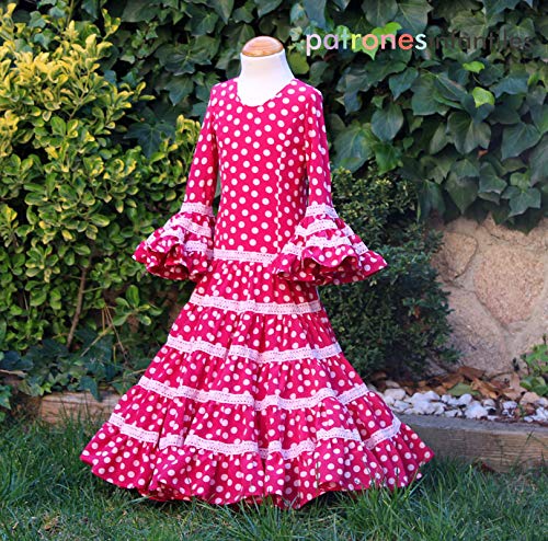 Patrón de costura vestido flamenca Canastero de Niña para hacerlo tú misma. Tutorial en vídeo para ayudarte a realizarlo. Tallas de 1 a 12 años. Patrón multitalla en papel.