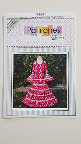Patrón de costura vestido flamenca Canastero de Niña para hacerlo tú misma. Tutorial en vídeo para ayudarte a realizarlo. Tallas de 1 a 12 años. Patrón multitalla en papel.