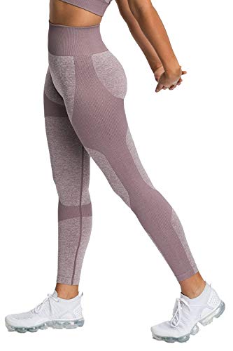 Pau1Hami1ton Sin Costura Leggins Mujer, Mallas Fitness Push Up Pantalones Deporte Running Yoga GP-15(Brown,S)