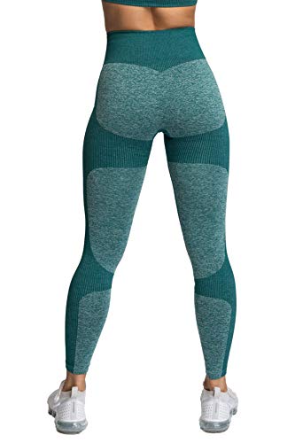 Pau1Hami1ton Sin Costura Leggins Mujer, Mallas Fitness Push Up Pantalones Deporte Running Yoga GP-15(Green,M)