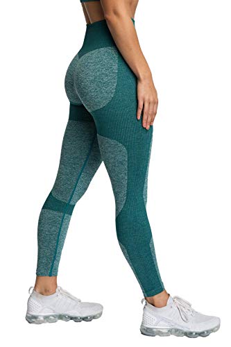 Pau1Hami1ton Sin Costura Leggins Mujer, Mallas Fitness Push Up Pantalones Deporte Running Yoga GP-15(Green,S)